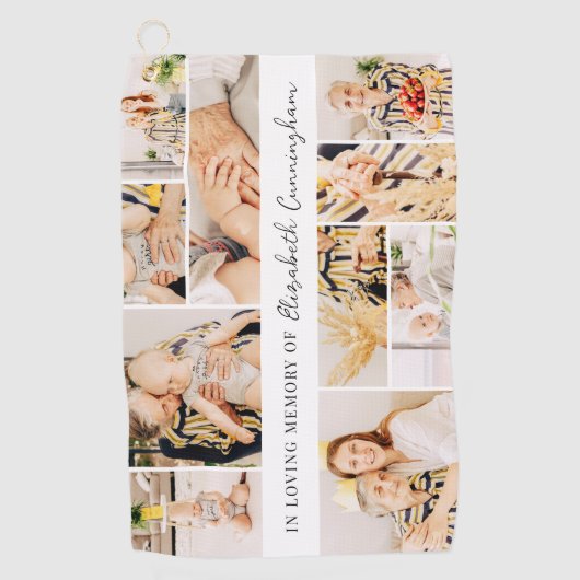 Memorial Simple Minimalist Modern 10 Photo Collage Golfhanddoek (Voorkant)