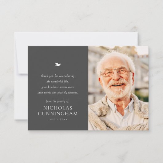 Memorial Simple Minimalist Modern Foto Bedankkaart (Voorkant)