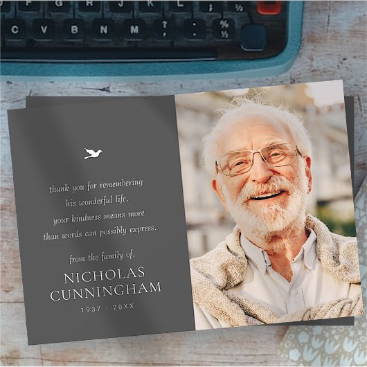 Memorial Simple Minimalist Modern Foto Bedankkaart