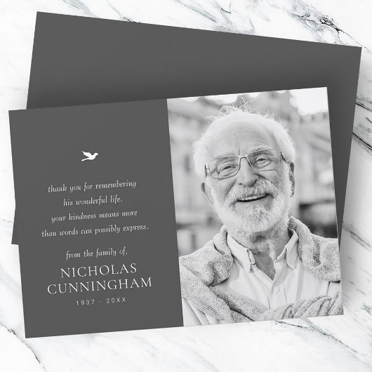 Memorial Simple Minimalist Modern Foto Bedankkaart