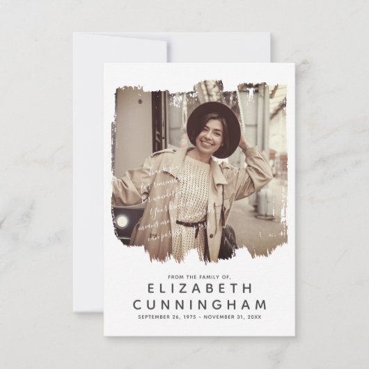 Memorial Simple Modern Lijst Custom Photo Bedankkaart (Voorkant)