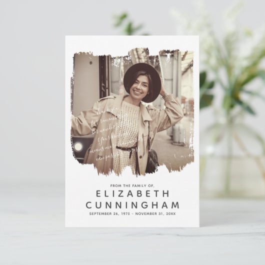 Memorial Simple Modern Lijst Custom Photo Bedankkaart (Staand voorkant)