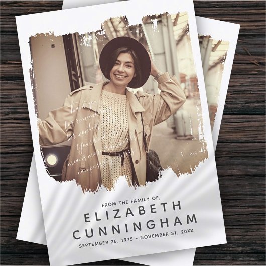 Memorial Simple Modern Lijst Custom Photo Bedankkaart