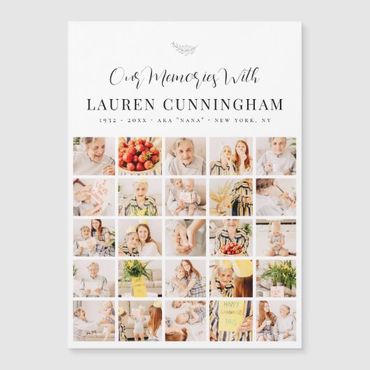 Memorial Simple Modern Minimalist 25 Photo Collage (Voorkant)
