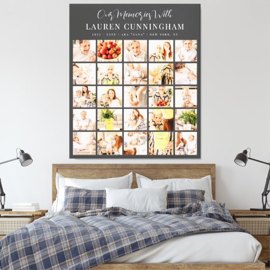 Memorial Simple Modern Minimalist 25 Photo Collage Canvas Afdruk (Insitu (Slaapkamer))