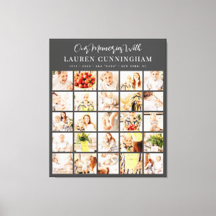 Memorial Simple Modern Minimalist 25 Photo Collage Canvas Afdruk