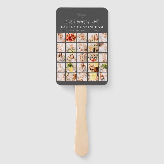 Memorial Simple Modern Minimalist 25 Photo Collage Handwaaier (Achterkant)