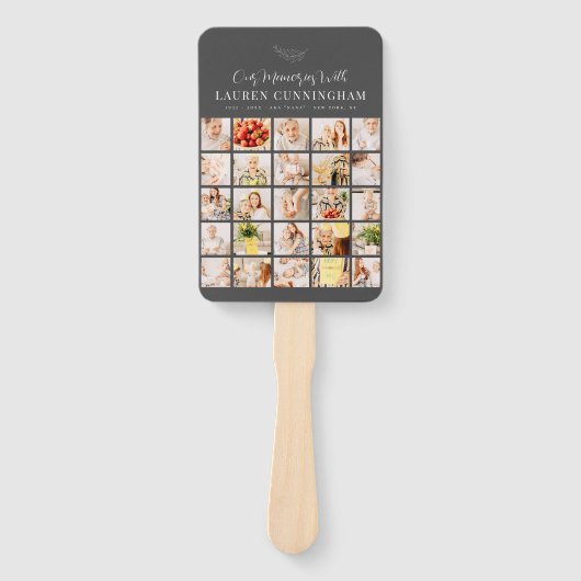 Memorial Simple Modern Minimalist 25 Photo Collage Handwaaier (Voorkant)