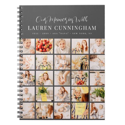 Memorial Simple Modern Minimalist 25 Photo Collage Notitieboek (Voorkant)