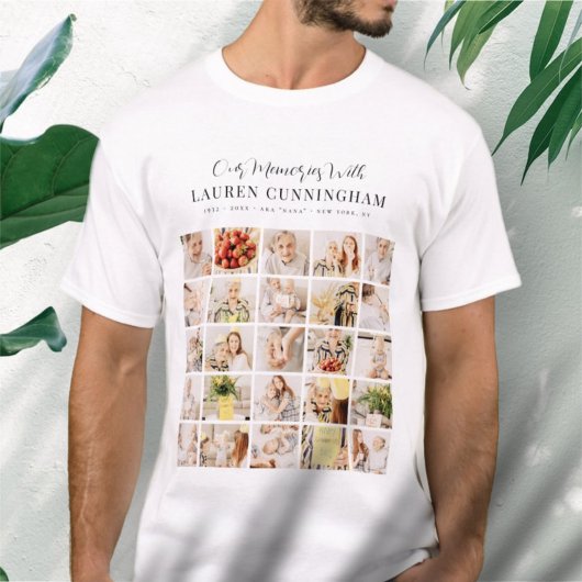 Memorial Simple Modern Minimalist 25 Photo Collage T-shirt
