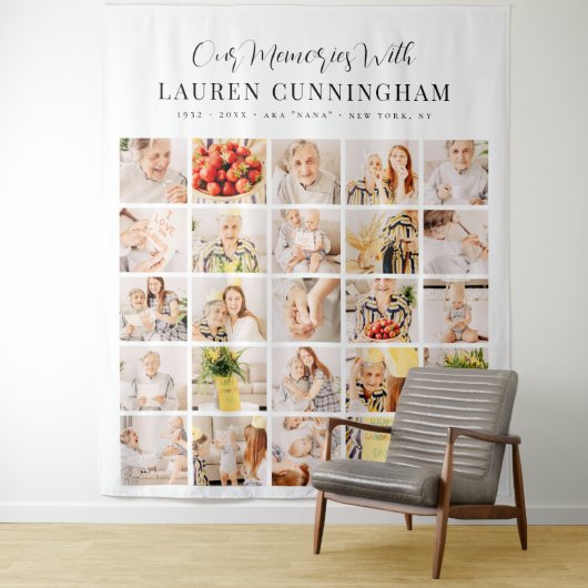 Memorial Simple Modern Minimalist 25 Photo Collage Wandkleed (In situ)