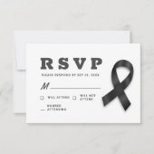 Memorial Simple Moderne Memories Black Ribbon RSVP Kaartje (Voorkant)