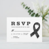 Memorial Simple Moderne Memories Black Ribbon RSVP Kaartje (Staand voorkant)