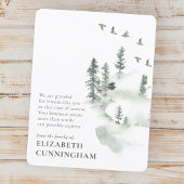 Memorial Simple Waterverf Greenery Pine Forest Bedankkaart