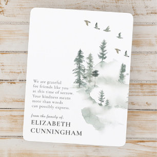 Memorial Simple Waterverf Greenery Pine Forest Bedankkaart