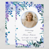 Memorial Soft Blue Floral begrafenisprogramma (Voorkant / Achterkant)