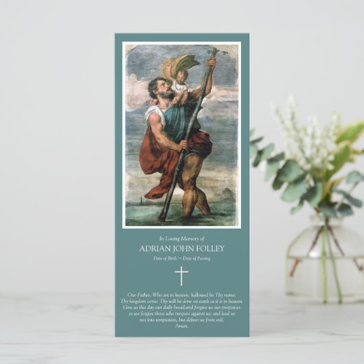 Memorial St Christopher Begrafenis Dank u kaart (Staand voorkant)