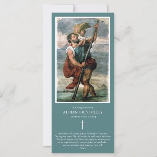 Memorial St Christopher Begrafenis Dank u kaart (Voorkant)