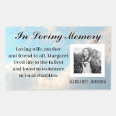 Memorial Sticker met bericht - Foto toevoegen (Voorkant)