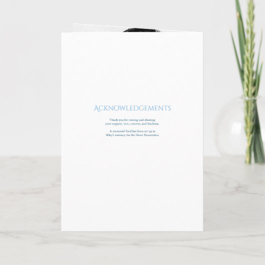 Memorial strand begrafenis viering van het leven s programma (Achterkant)