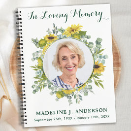 Memorial Sunflower Eucalyptus Funeral Guestbook Notitieboek