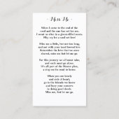 Memorial Sunflower Floral Funeral Prayer Kaart Contactkaartje (Achterkant)