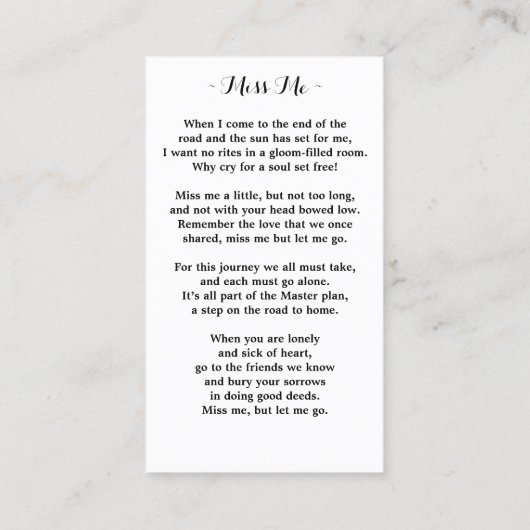 Memorial Sunflower Floral Funeral Prayer Kaart Contactkaartje (Achterkant)