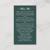 Memorial Sunflower Floral Funeral Prayer Kaart Contactkaartje (Achterkant)