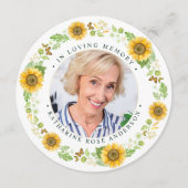 Memorial Sunflower Foto Funeral Prayer Kaart (Voorkant)