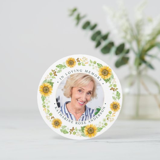 Memorial Sunflower Foto Funeral Prayer Kaart (Staand voorkant)