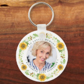 Memorial Sunflower Persoonlijke foto begrafenis Sleutelhanger (Voorkant)