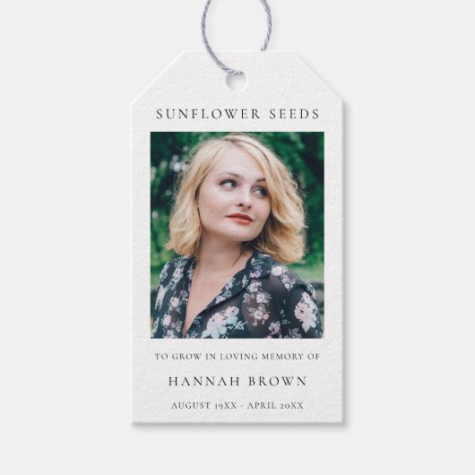 Memorial Sunflower Seeds | Elegant Chic Funeral Cadeaulabel (Voorkant)