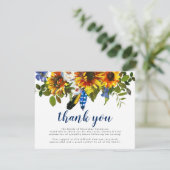 Memorial Sunflowers Funeral Thank You Card Bedankkaart (Staand voorkant)