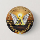 Memorial Sunset Monogram Ronde Button 5,7 Cm (Voorkant)