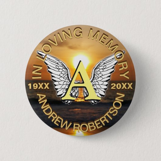 Memorial Sunset Monogram Ronde Button 5,7 Cm (Voorkant)