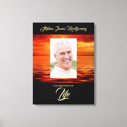 Memorial Sunset Ocean Celebration of Life Photo Canvas Afdruk (Voorkant)
