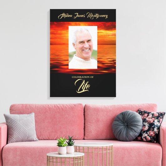 Memorial Sunset Ocean Celebration of Life Photo Canvas Afdruk (Insitu (Woonkamer))