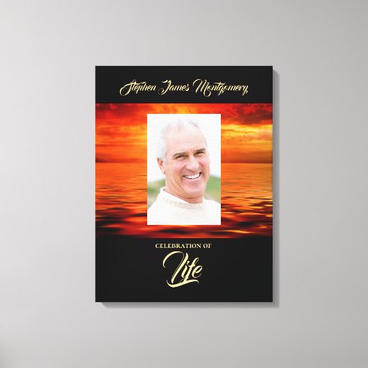 Memorial Sunset Ocean Celebration of Life Photo Canvas Afdruk (Voorkant)