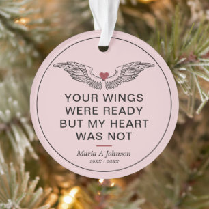 Memorial Sympathia Foto Wings Heart Ornament