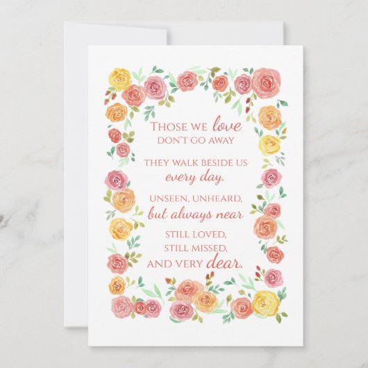 Memorial Sympathia Poem met Rozen Frameable (Voorkant)