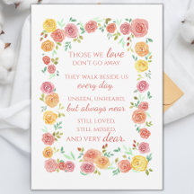 Memorial Sympathia Poem met Rozen Frameable