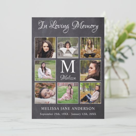 Memorial Sympathy 8 Photo Collage Funeral Bedankkaart (Staand voorkant)