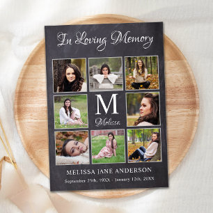 Memorial Sympathy 8 Photo Collage Funeral Bedankkaart