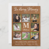 Memorial Sympathy 8 Photo Collage Leather Funeral Bedankkaart (Voorkant)