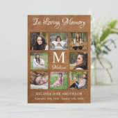 Memorial Sympathy 8 Photo Collage Leather Funeral Bedankkaart (Staand voorkant)