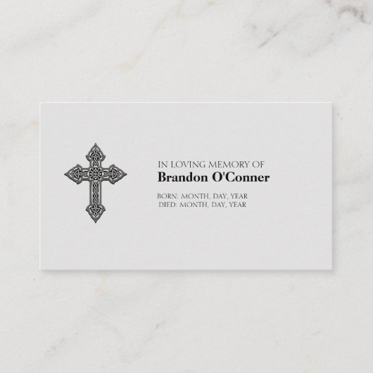 Memorial Sympathy Afbeelding Prayer Kaart Visitekaartje (Achterkant)