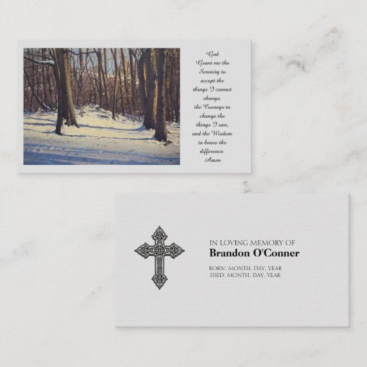 Memorial Sympathy Afbeelding Prayer Kaart Visitekaartje (Voorkant / Achterkant)