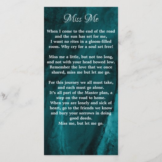 Memorial Sympathy Bladwijzer van Funeral Prayer (Achterkant)