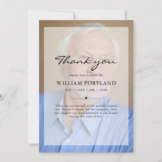 Memorial Sympathy Foto Vellum Overlay Funeral Bedankkaart (Voorkant)
