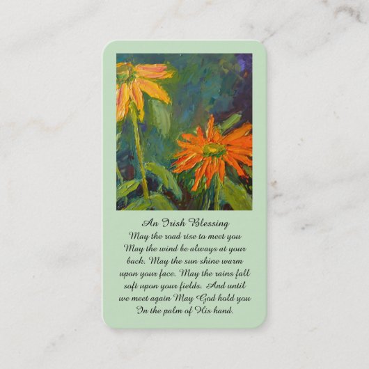 Memorial Sympathy Irish Blessing Purple Orange Visitekaartje (Voorkant)